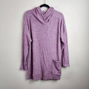 Soft Surroundings sz L women hooded pullover sweater lilac